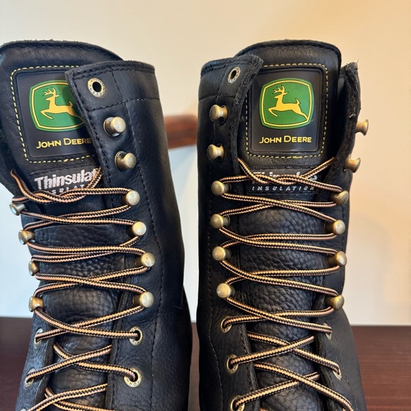 John Deere black leather boots Kiltie Tall lace up steel toe logger miner 8.5 - Picture 11 of 16
